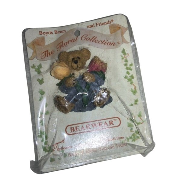 Boyds Bears & Friends Bearwear "Tulip... An Armful Of Bloom"  Pin Brooch - Picture 3 of 7